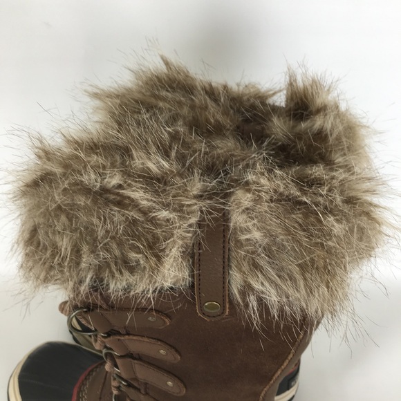 Sorel Joan of Arctic Snow Boots Waterproof Black Leather Women’s Sz 9 Fur Trim - Picture 7 of 15